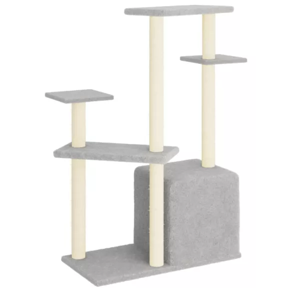 világosszürke macskabútor szizál kaparófákkal 107,5 cm