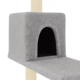 világosszürke macskabútor szizál kaparófákkal 95 cm