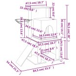 világosszürke macskabútor szizál kaparófákkal 96,5 cm