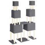 sötétszürke macskabútor szizál kaparóoszlopokkal 199 cm