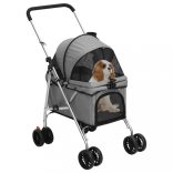 összecsukható szürke oxford szövet kutya babakocsi 76x50x100 cm