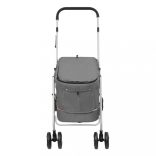 összecsukható szürke vászonszövet kutya babakocsi 100x49x96 cm