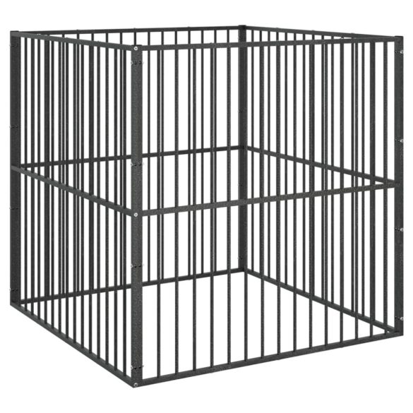 4 paneles fekete porszórt acél kutyajáróka