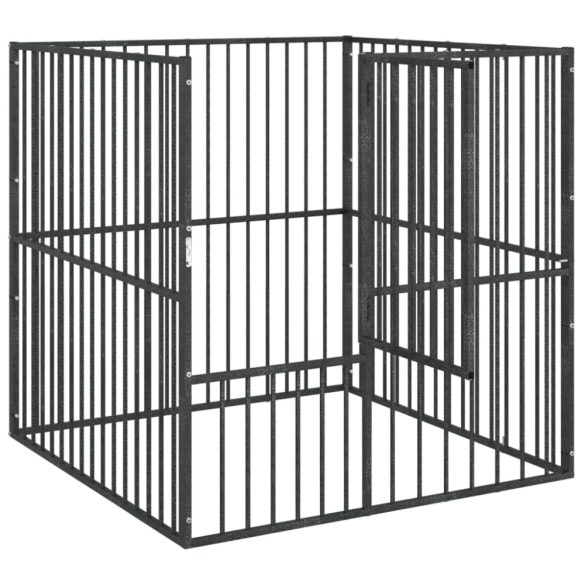 4 paneles fekete porszórt acél kutyajáróka