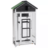 szürke tömör fenyőfa madárház 91,5 x 53 x 170 cm