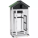 szürke tömör fenyőfa madárház 91,5 x 53 x 170 cm