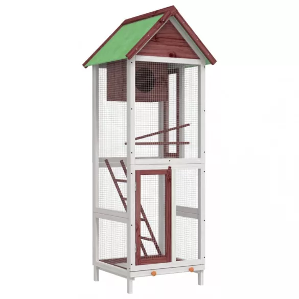 kávészínű tömör fenyőfa madárház 60 x 58,5 x 160 cm