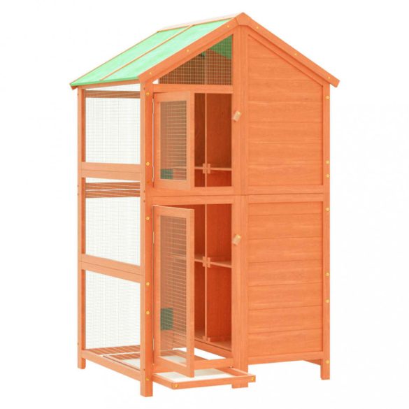 barna tömör fenyőfa madárház 97 x 81 x 152 cm