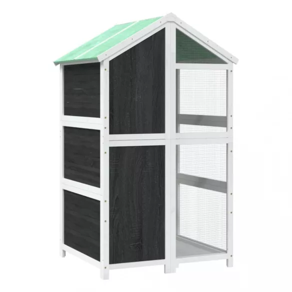 szürke tömör fenyőfa madárház 97 x 81 x 152 cm