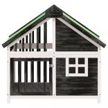 szürke tömör fenyőfa kutyakennel 96x60,5x87 cm