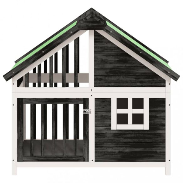 szürke tömör fenyőfa kutyakennel 96x60,5x87 cm