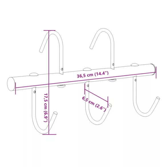 fekete acél kantárakasztó 5 forgatható akasztóval