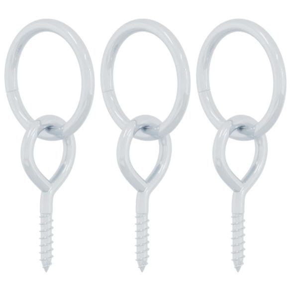 3 db ezüstszínű acél lókötőgyűrű szemes csavarokkal