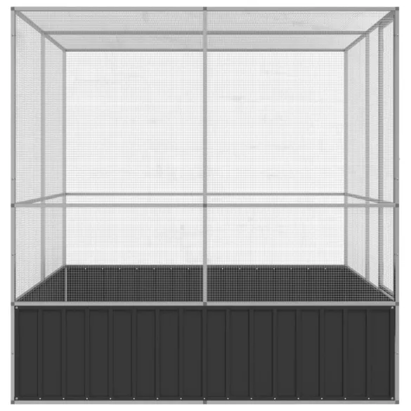 ezüstszínű acél madárház 211 x 207 x 212 cm