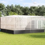 ezüstszínű acél madárház 418 x 414 x 212 cm