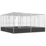 ezüstszínű acél madárház 418 x 414 x 212 cm