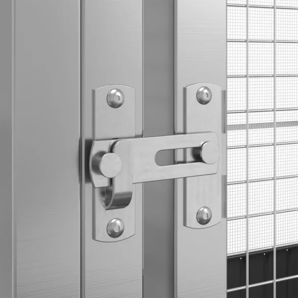 ezüstszínű acél madárház 418 x 414 x 212 cm