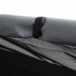 világosszürke oxford szövet és acél kutyaház