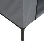 világosszürke oxford szövet és acél kutyaház