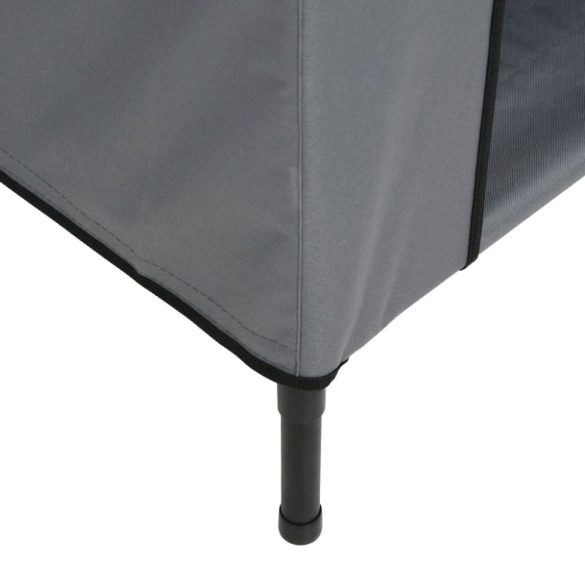 világosszürke oxford szövet és acél kutyaház