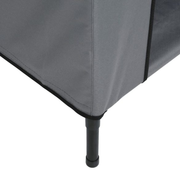 világosszürke oxford szövet és acél kutyaház