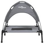 antracitszürke oxford szövet és acél baldachinos kutyaágy