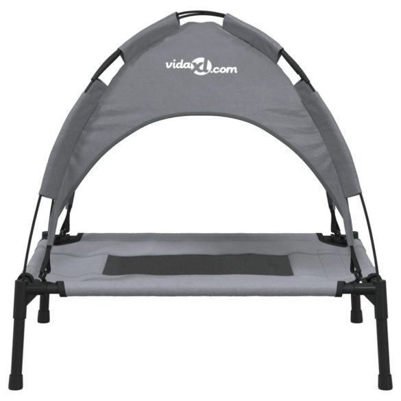 antracitszürke oxford szövet és acél baldachinos kutyaágy