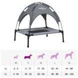 antracitszürke oxford szövet és acél baldachinos kutyaágy