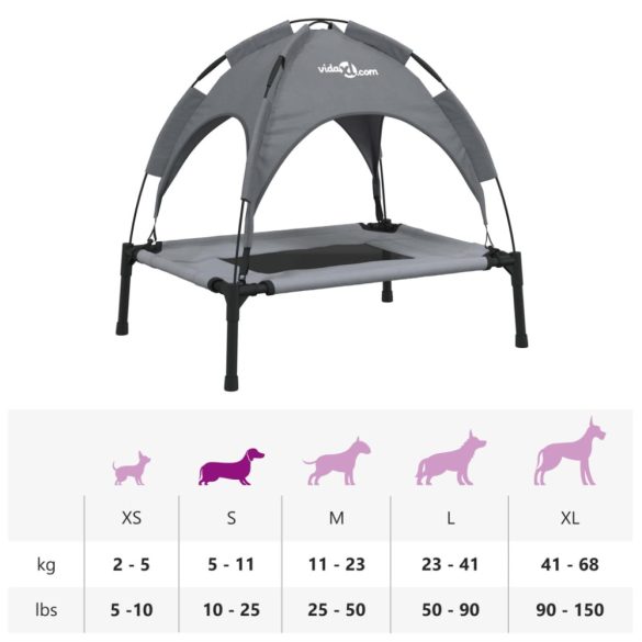 antracitszürke oxford szövet és acél baldachinos kutyaágy