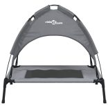 antracitszürke oxford szövet és acél baldachinos kutyaágy