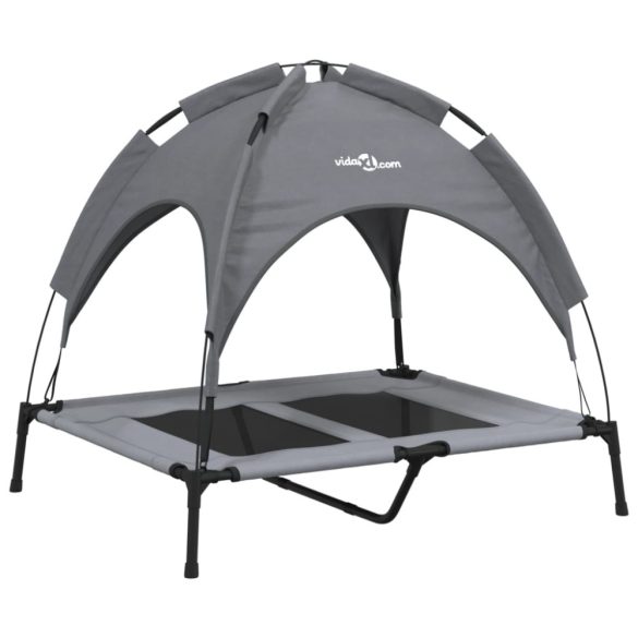 antracitszürke oxford szövet és acél baldachinos kutyaágy