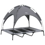 antracitszürke oxford szövet és acél baldachinos kutyaágy