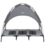 antracitszürke oxford szövet és acél baldachinos kutyaágy