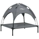 antracitszürke oxford szövet és acél baldachinos kutyaágy