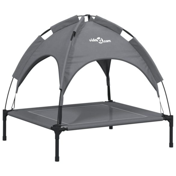 antracitszürke oxford szövet és acél baldachinos kutyaágy