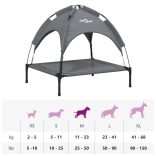 antracitszürke oxford szövet és acél baldachinos kutyaágy