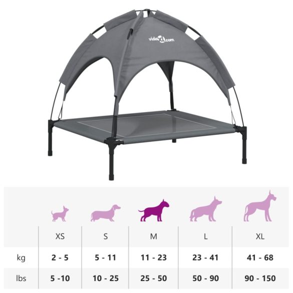 antracitszürke oxford szövet és acél baldachinos kutyaágy