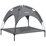 antracitszürke oxford szövet és acél baldachinos kutyaágy