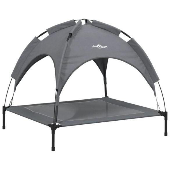 antracitszürke oxford szövet és acél baldachinos kutyaágy