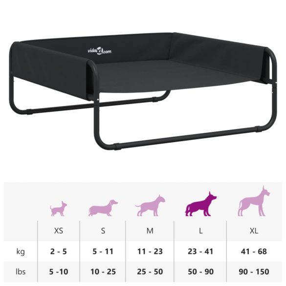 antracitszürke oxford szövet és acél emelt kutyaágy