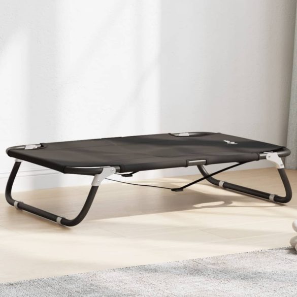 antracitszürke oxford szövet és acél összecsukható kutyaágy