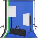 fotó stúdió szett: 5 db színes háttér és 2 db softbox