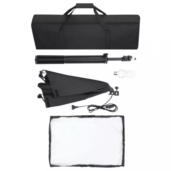 2 db fekete acél professzionális stúdiólámpa 40 x 60 cm