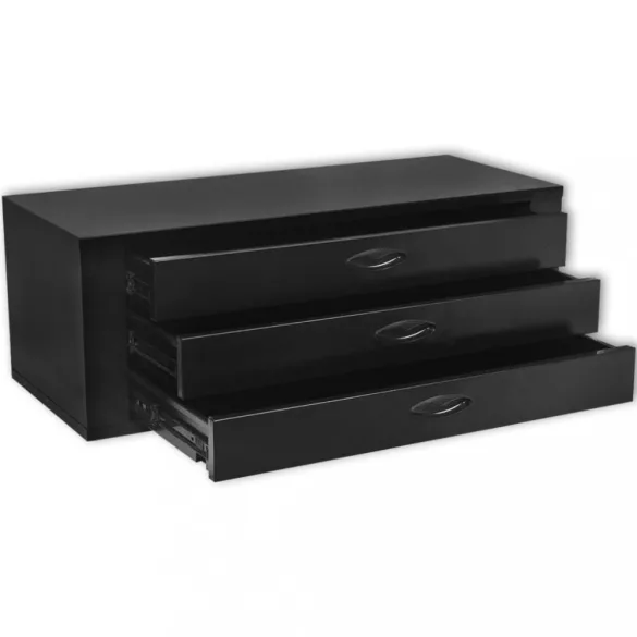 fekete fém szerszámos láda 3 fiókkal