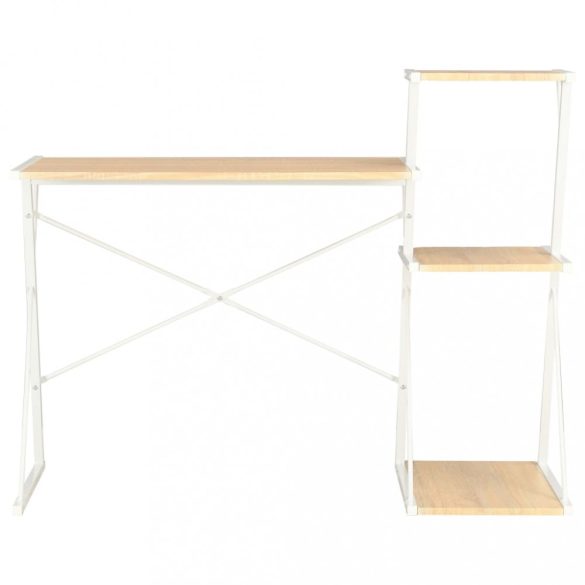 fehér és tölgyszínű íróasztal polccal 116 x 50 x 93 cm