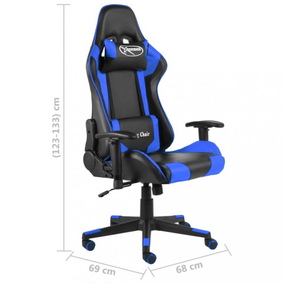 kék PVC forgó gamer szék