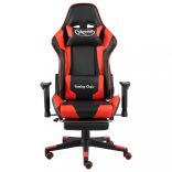piros PVC forgó gamer szék lábtartóval