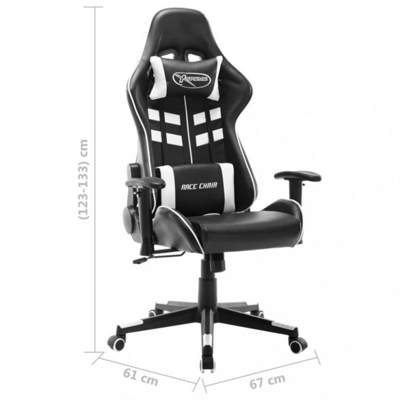 fekete és fehér műbőr gamer szék