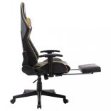 fekete és aranyszínű műbőr gamer szék lábtámasszal