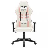 fehér és rózsaszín műbőr gamer szék